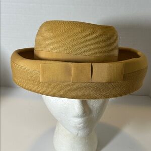 Elegant Metallic Gold Madhatter Hat with Red Velvet RoseAccent